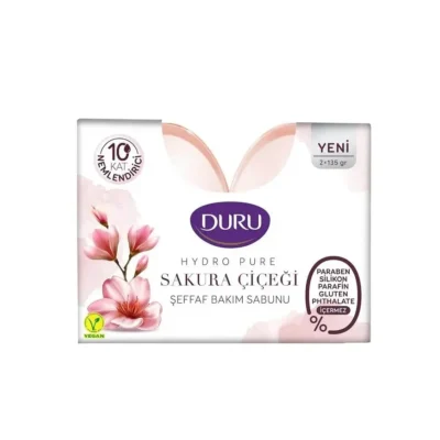 خرید و قیمت صابون شیشه ای دورو صورتی مدل شکوفه ساکورا DURU SAKURA CICEGI بسته 2 عددی
