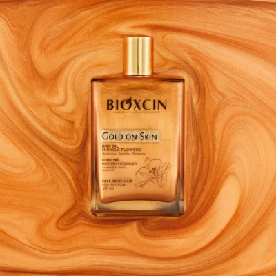 خرید و قیمت روغن مرطوب کننده و شاین دار بدن ، صورت و مو بیوکسین مدل گلد آن اسکین BIOXCIN GOLD ON SKIN حجم 100 میلی لیتر