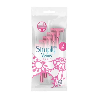 خرید و قیمت خود تراش زنانه دو تیغ ژیلت ونوس Gillette Simply Venus بسته 5 عددی