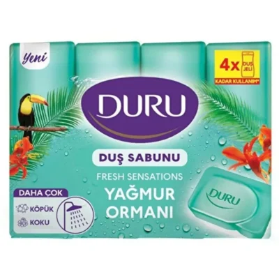 خرید و قیمت صابون حمام دورو رایحه جنگل های بارانی DURU YAĞMUR ORMANI بسته ۴ عددی (۶۰۰ گرم)