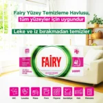 دستمال مرطوب سطوح چند منظوره فیری رایحه گل لیلیوم FAIRY LİLYUM ÇİÇEĞİ KOKULUI بسته 100 عددی - Image 4