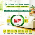 دستمال مرطوب سطوح چند منظوره فیری رایحه لیمو FAIRY LİMON YAĞLI بسته 100 عددی - Image 4