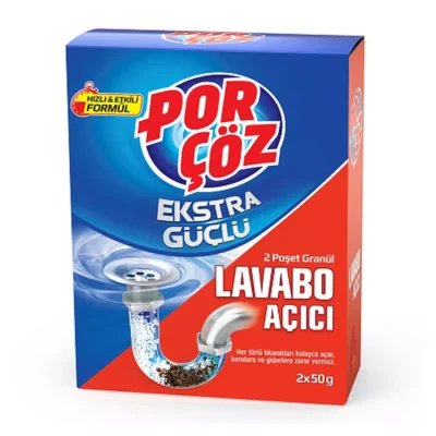 خرید و قیمت پودر لوله بازکن پور چوز مدل لاوابو POR ÇÖZ EKSTRA GÜÇLÜ LAVABO ACICI وزن 100 گرم