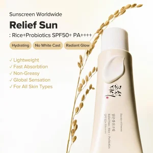 خرید و قیمت ضد آفتاب سبوس برنج و غلات پروبیوتیک بیوتی آف جوسان (SPF۵۰+ PA++++) BEAUTY OF JOSEON Relief Sun Rice + Probiotics حجم 50 میلی لیتر