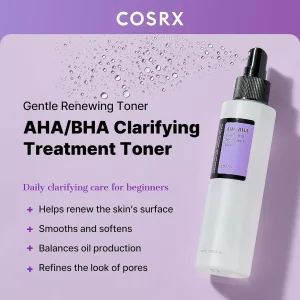 تونر لایه بردار درمانی آبرسان و شفاف کننده AHA-BHA کوزارکس COSRX AHA-BHA Clarifying Treatment Toner حجم 150 میلی لیتر