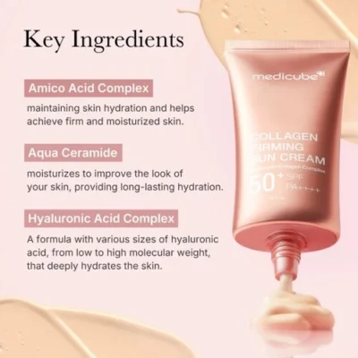 خرید و قیمت کرم ضد آفتاب ضد چروک و روشن کننده پوست کلاژن مدیکیوب medicube COLLAGEN FIRMING SUN CREAM SPF50 حجم 50 میلی لیتر