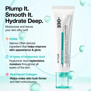 خرید و قیمت کرم مرطوب کننده PDRN و هیالورونیک اسید آنوا Anua PDRN Hyaluronic Acid ۱۰۰ Moisturizing Cream حجم 60 میلی لیتر
