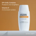 کرم ضد آفتاب ضد لک بی رنگ اکتیو یونیفای ایزدین ISDIN Foto Ultra ۱۰۰ Active Unify Fusion Fluid SPF50 حجم 50 میلی لیتر