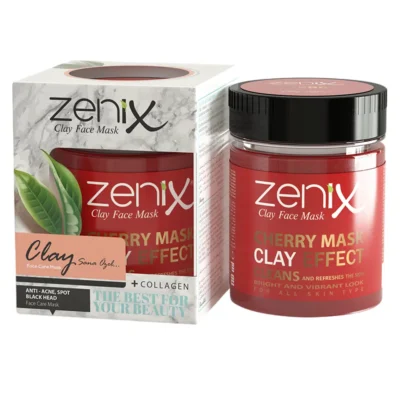 خرید و قیمت ماسک صورت خاک رس سری طبیعی گیلاس زنیکس zenix clay mask natural series cherry وزن 190 گرم