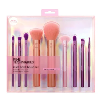 خرید و قیمت ست براش ۹‌ تیکه ریل تکنیک صورت ، گونه و چشم REAL TECHNIQUES insta artist brush set