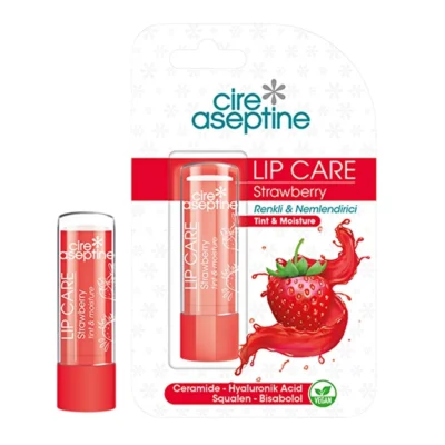 خرید و قیمت بالم لب رنگی هیالونیک سیر آسپتین طعم توت فرنگی cire aseptine LIP CARE Strawberry حجم 200 میلی لیتر
