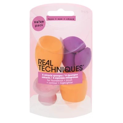 خرید و قیمت بیوتی بلندر 6 تایی ریل تکنیک کرم پودر + رژگونه + کانتور + هایلایتر REAL TECHNIQUES 6 miracle sponges