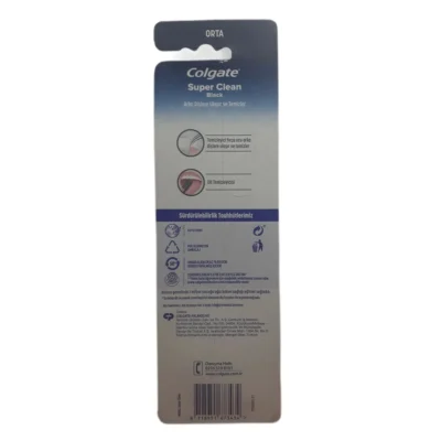 خرید و قیمت مسواک کلگیت زغالی۳ قلو فرچه مدیوم مدل سوپر بلک کلین Colgate Super Black Clean