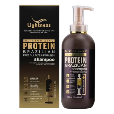 خرید و قیمت شامپو مو بدون سولفات پروتئین برزیلی به همراه آمپول پروتئین مو آرگان ARGAN OIL PROTEIN BRAZILIAN shanpoo حجم ۸۰۰ میلی لیتر