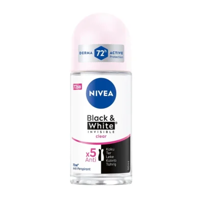 خرید و قیمت مام رولی زنانه نیوآ رایحه نامرئی و شفاف (برای لباس‌های سیاه و سفید) NIVEA Black & White INVISIBLE clear حجم 50 میلی لیتر
