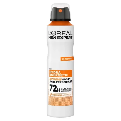 خرید و قیمت اسپری ضد تعریق مردانه لورال 72 ساعته رایحه هیدرا انرژتیک L'OREAL HYDRA ENERGETIC حجم 250 میلی لیتر