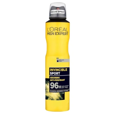 خرید و قیمت اسپری ضد تعریق مردانه لورال 96 ساعته رایحه اینوینسیبل اسپورت L'OREAL INVINCIBLE SPORT حجم 250 میلی لیتر