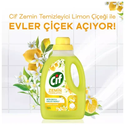 خرید و قیمت مایع کف شوی سیف رایحه شکوفه لیمو Cif ZEMİN TEMİZLEYİCİ حجم 1500 میلی لیتر