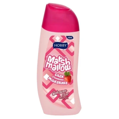 خرید و قیمت شامپو بدن هوبی مارشمالو رایحه میلک شیک توت‌ فرنگی HOBBY Marshmallow حجم 500 میلی لیتر
