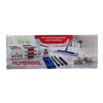 خرید و قیمت ست طی دسته‌دار و دستمال مرطوب طی مومندول رایحه صابون سفید MOMENDOL YER TEMİZLİK HAVLUSU